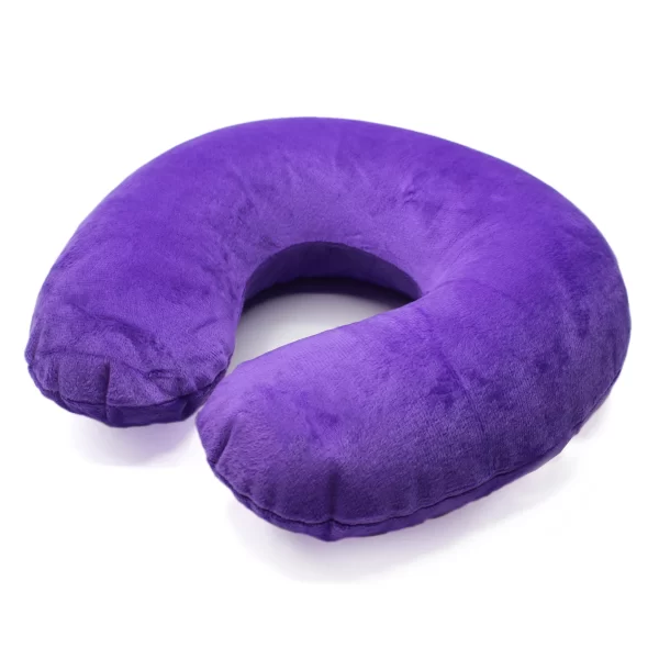 Inflatable purple travel neck pillow